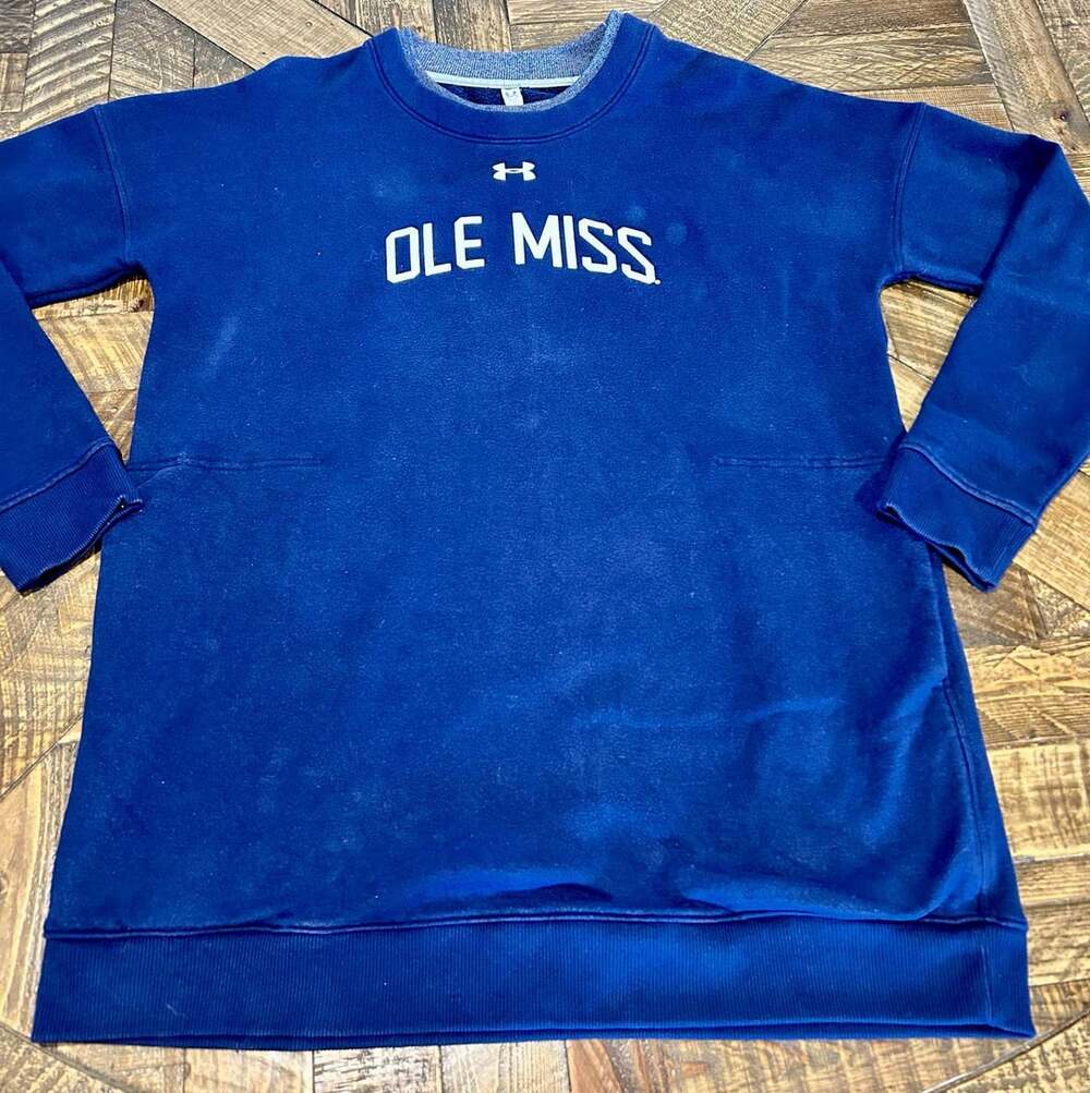 Under Armour Ole Miss Rebels Threadborne Sweatshirt Size LG Blue